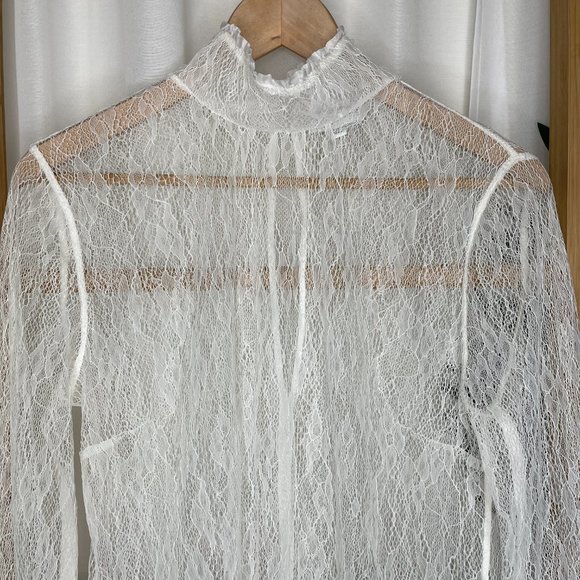 SOLD Witchery Cream Lace Blouse Top 12 - Picture 3 of 10